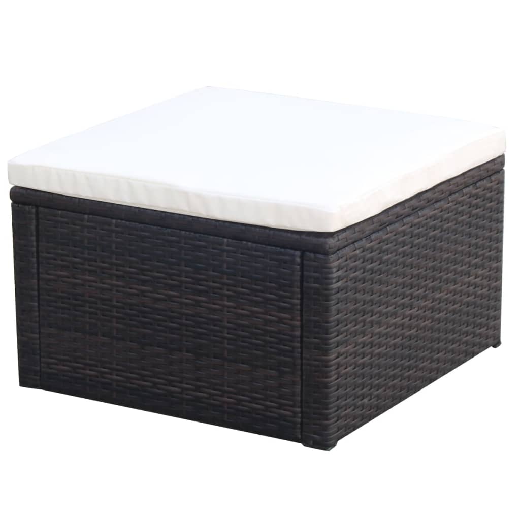 Voetenbank/poef bruin 53x53x30 cm poly rattan