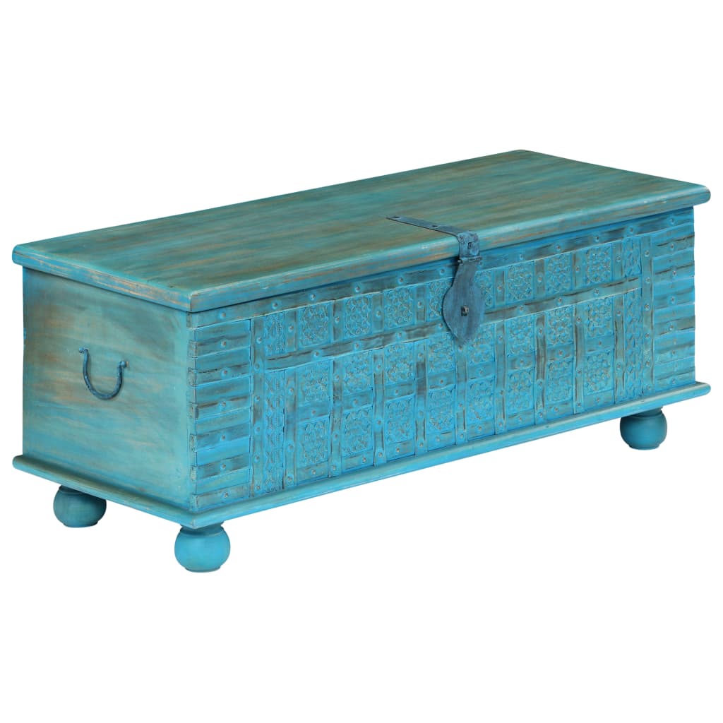 Opbergkist 100X40X41 Cm Massief Mangohout Blauw