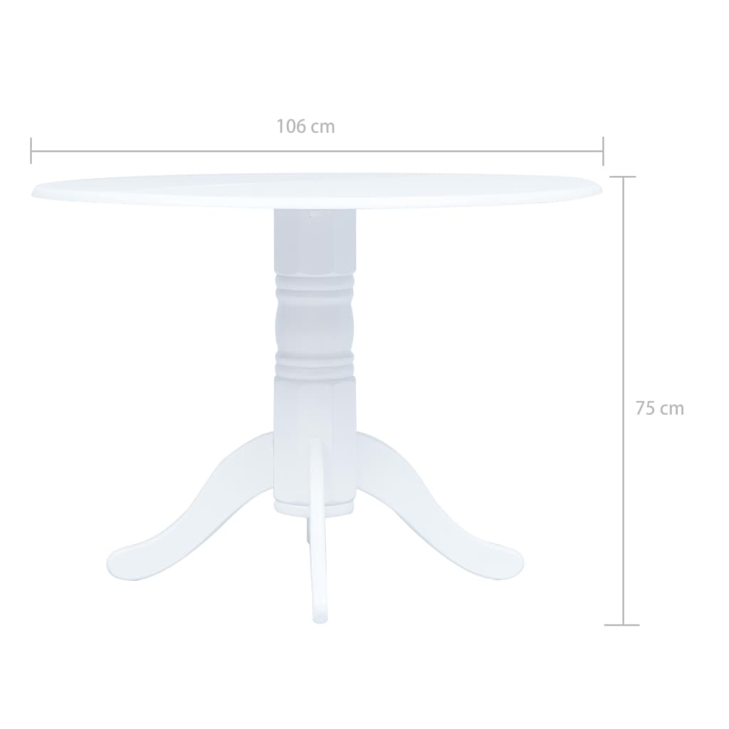 Eettafel 106 cm massief rubberwood wit