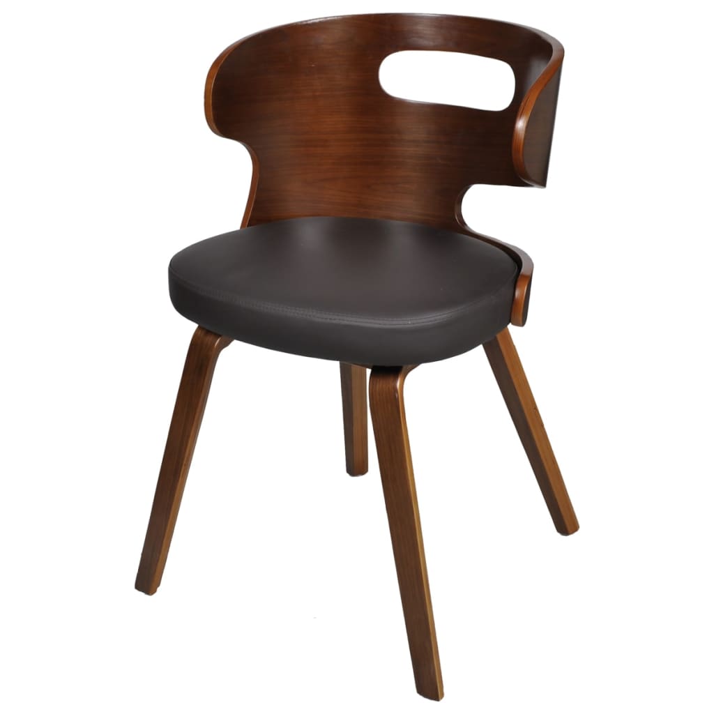 Eetkamerstoelen 4 St Gebogen Hout En Kunstleer Bruin