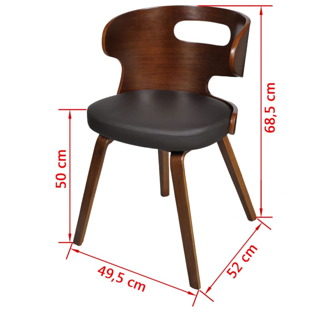 Eetkamerstoelen 4 St Gebogen Hout En Kunstleer Bruin