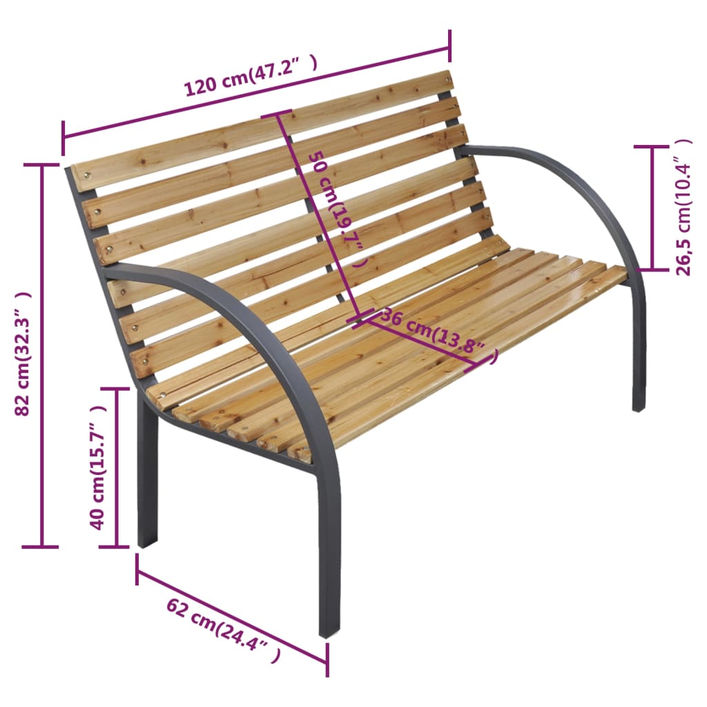 Tuinbank 120 Cm Hout En Ijzer