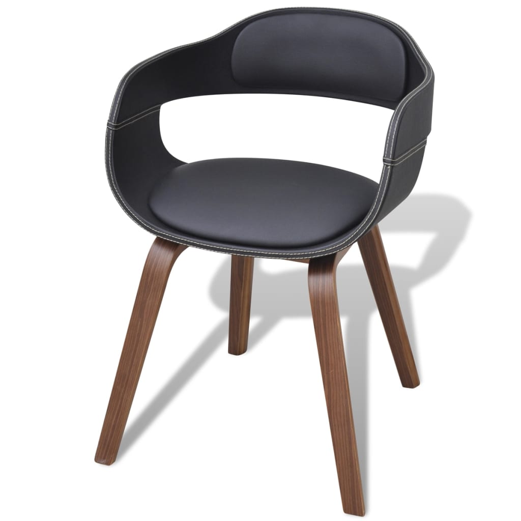 Eetkamerstoelen 6 St Gebogen Hout En Kunstleer Zwart