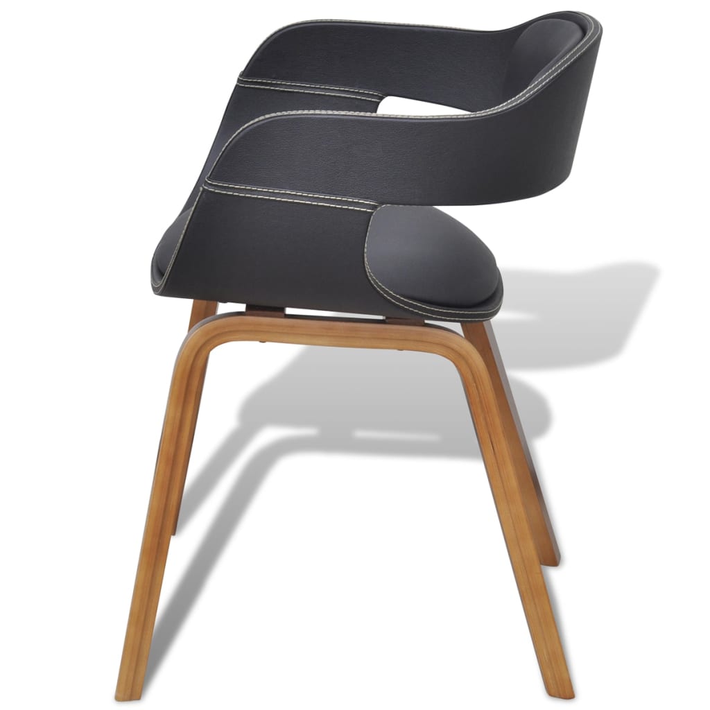 Eetkamerstoelen 6 St Gebogen Hout En Kunstleer Zwart