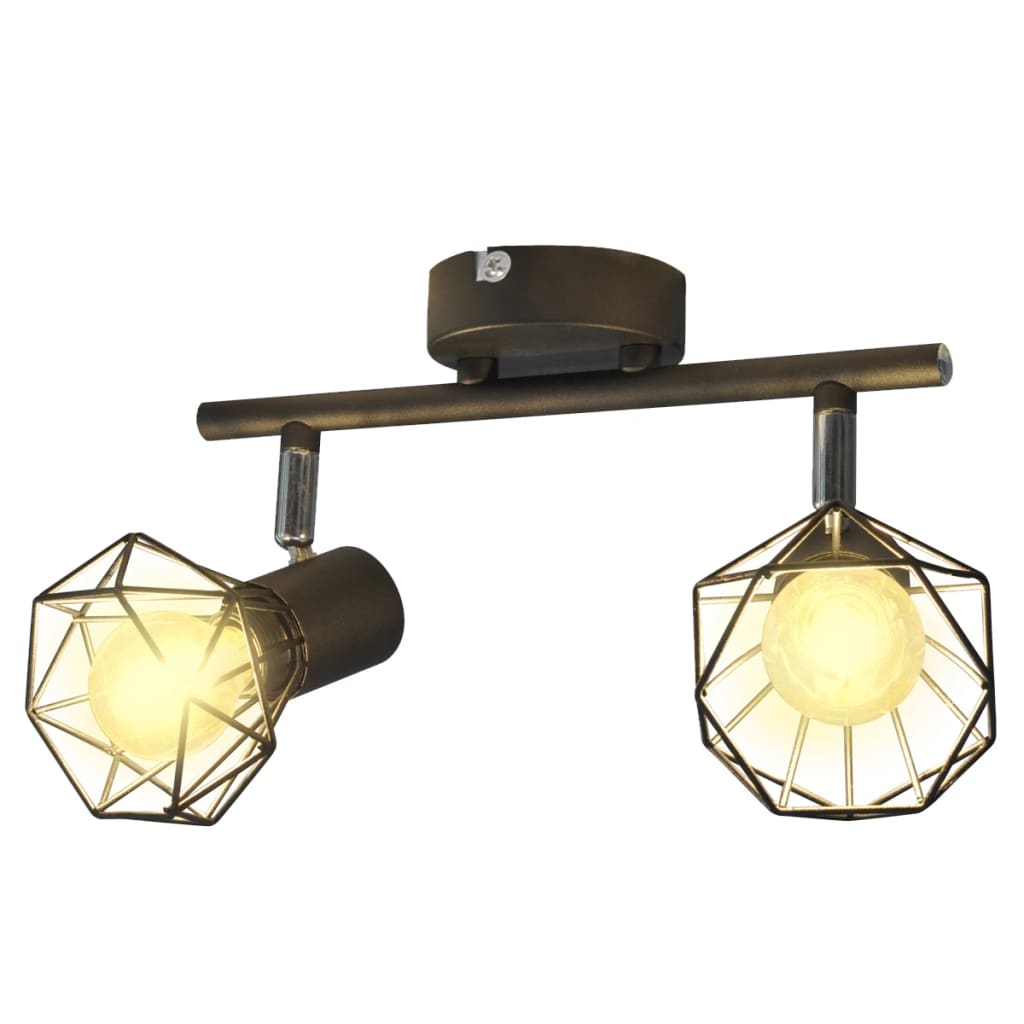 Lamp Industrieel Met 2 Led's Zwart