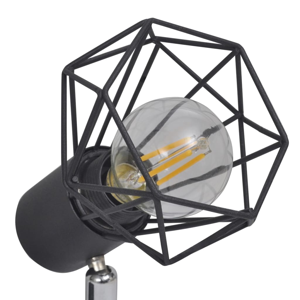 Lamp Industrieel Met 2 Led's Zwart