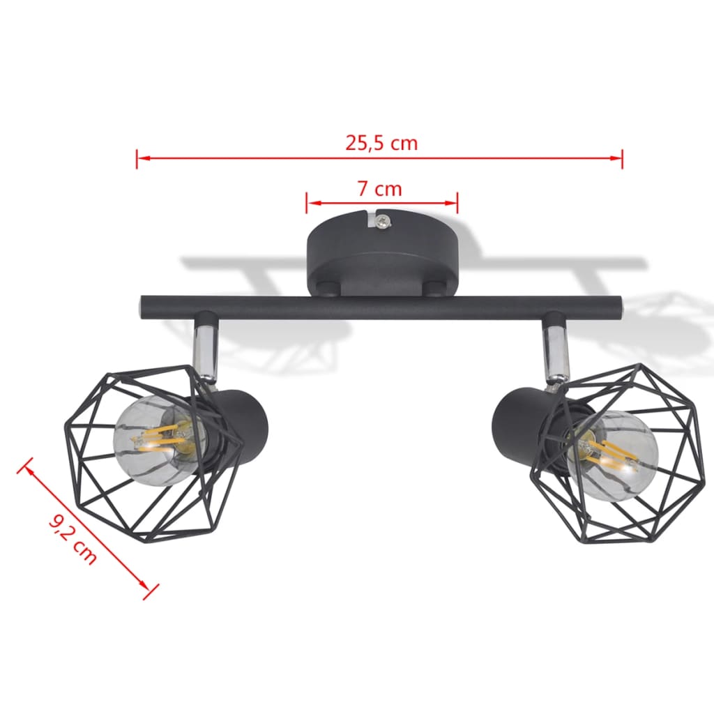 Lamp Industrieel Met 2 Led's Zwart