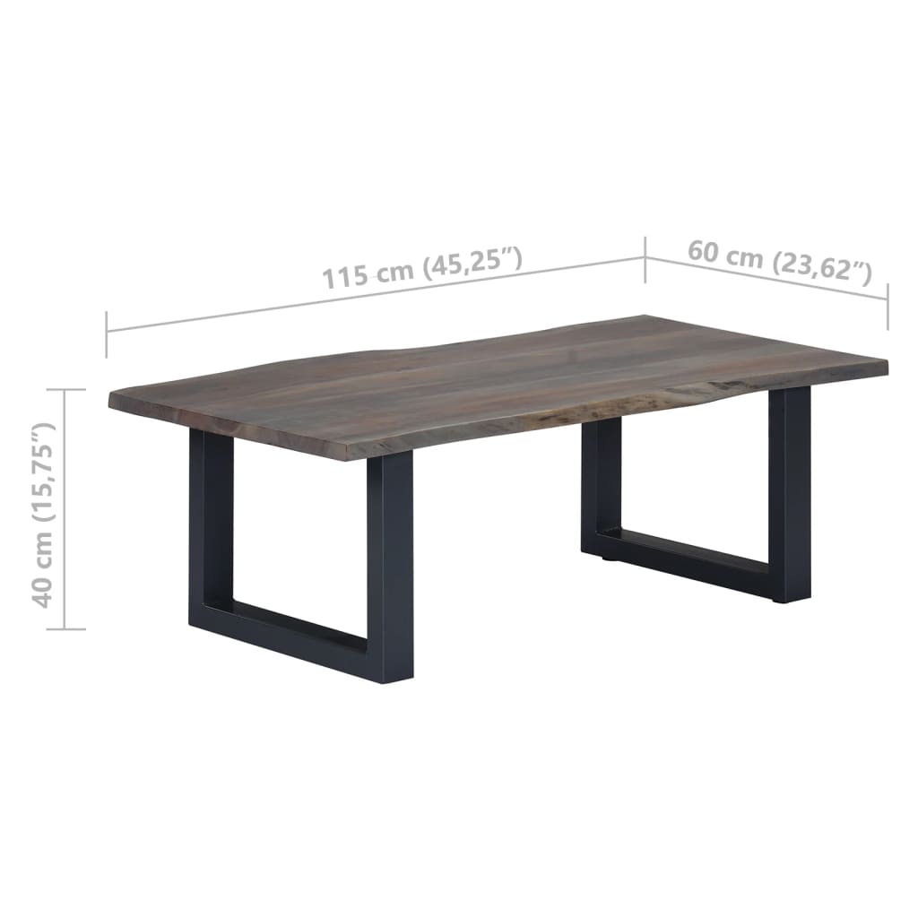 Salontafel met natuurlijke randen 115x60x40 cm acaciahout grijs