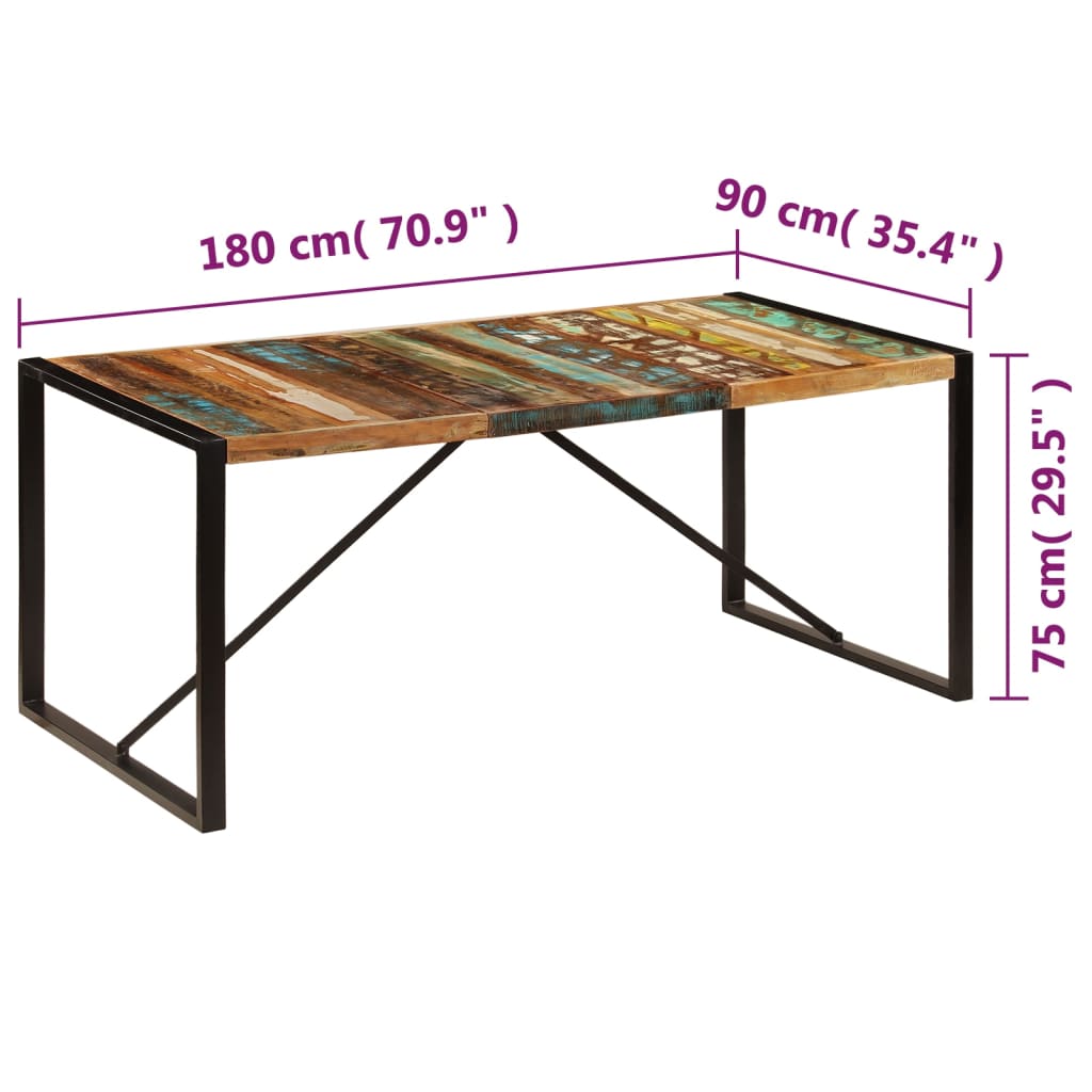 Eettafel 180X90X75 Cm Massief Gerecycled Hout