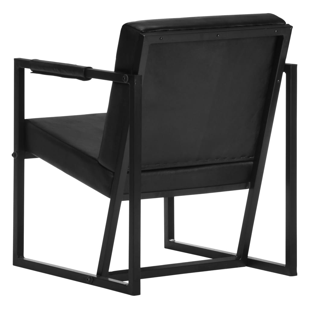 Fauteuil Echt Leer Zwart