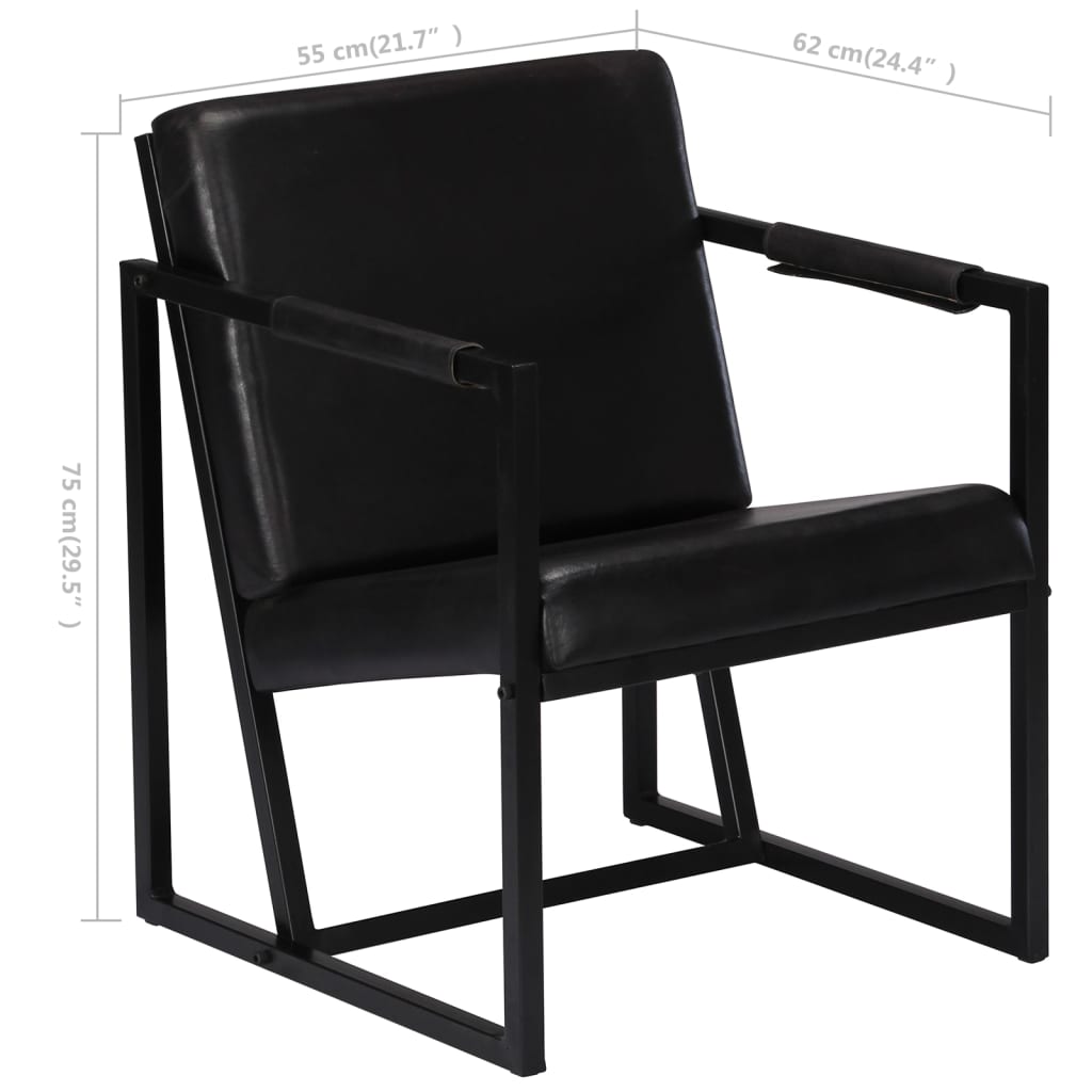 Fauteuil Echt Leer Zwart