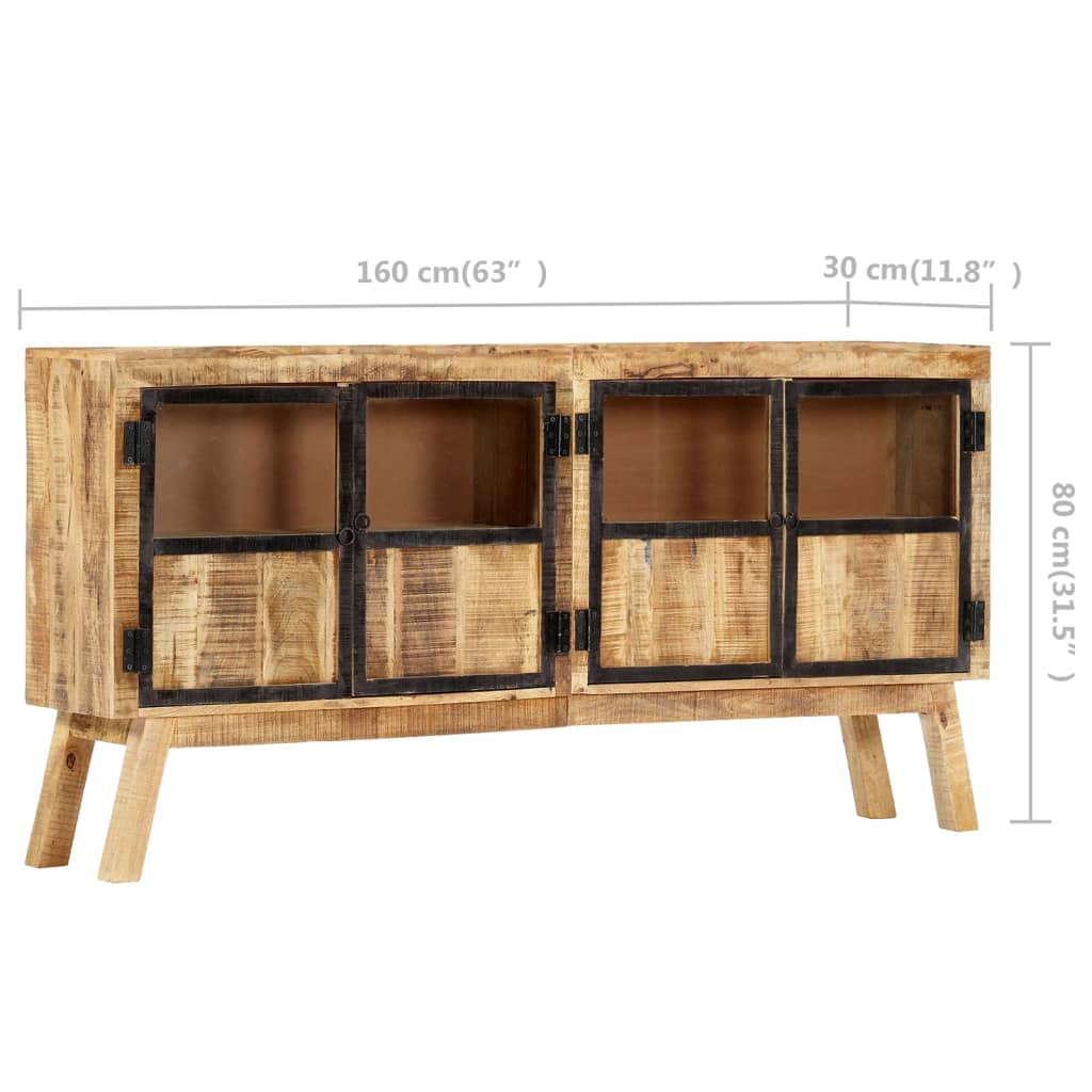 Dressoir 160x30x80 cm massief ruw mangohout bruin en zwart