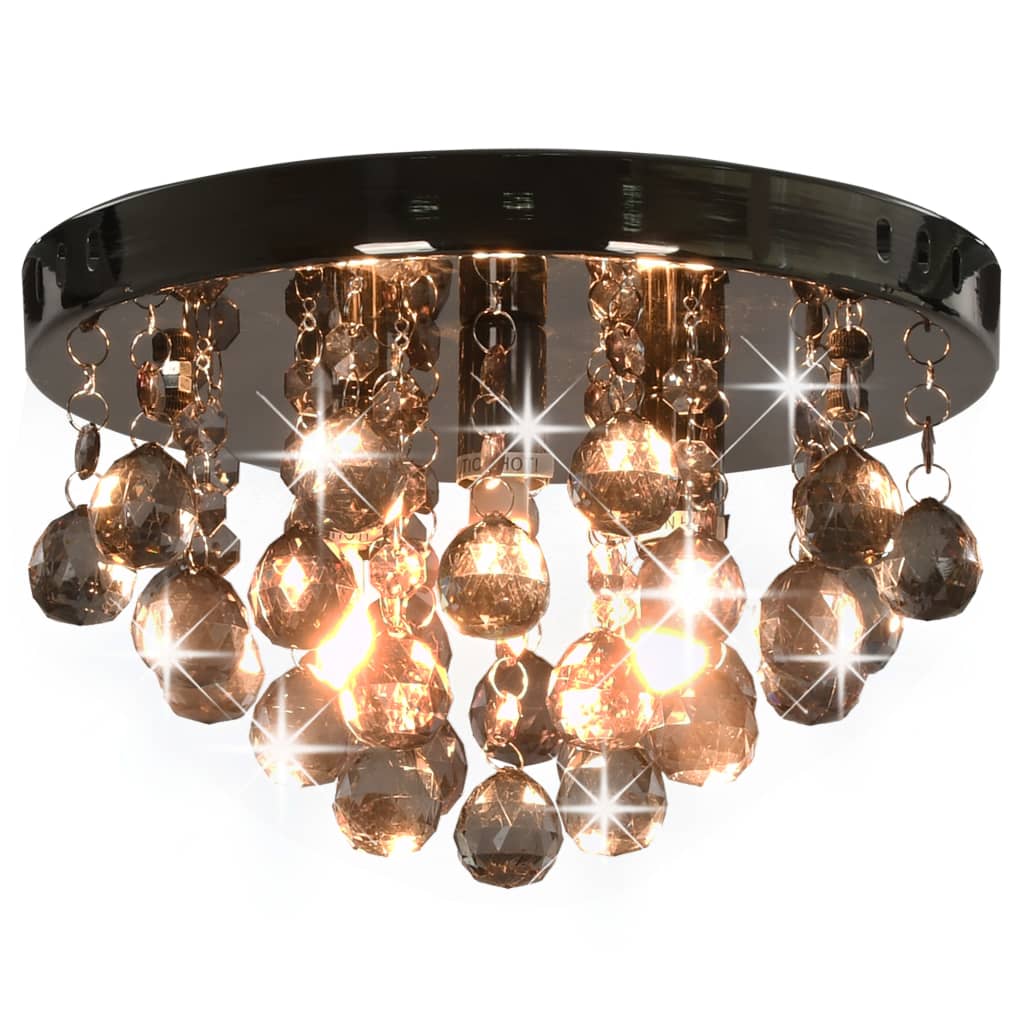 Plafondlamp met smoky kralen rond G9 zwart