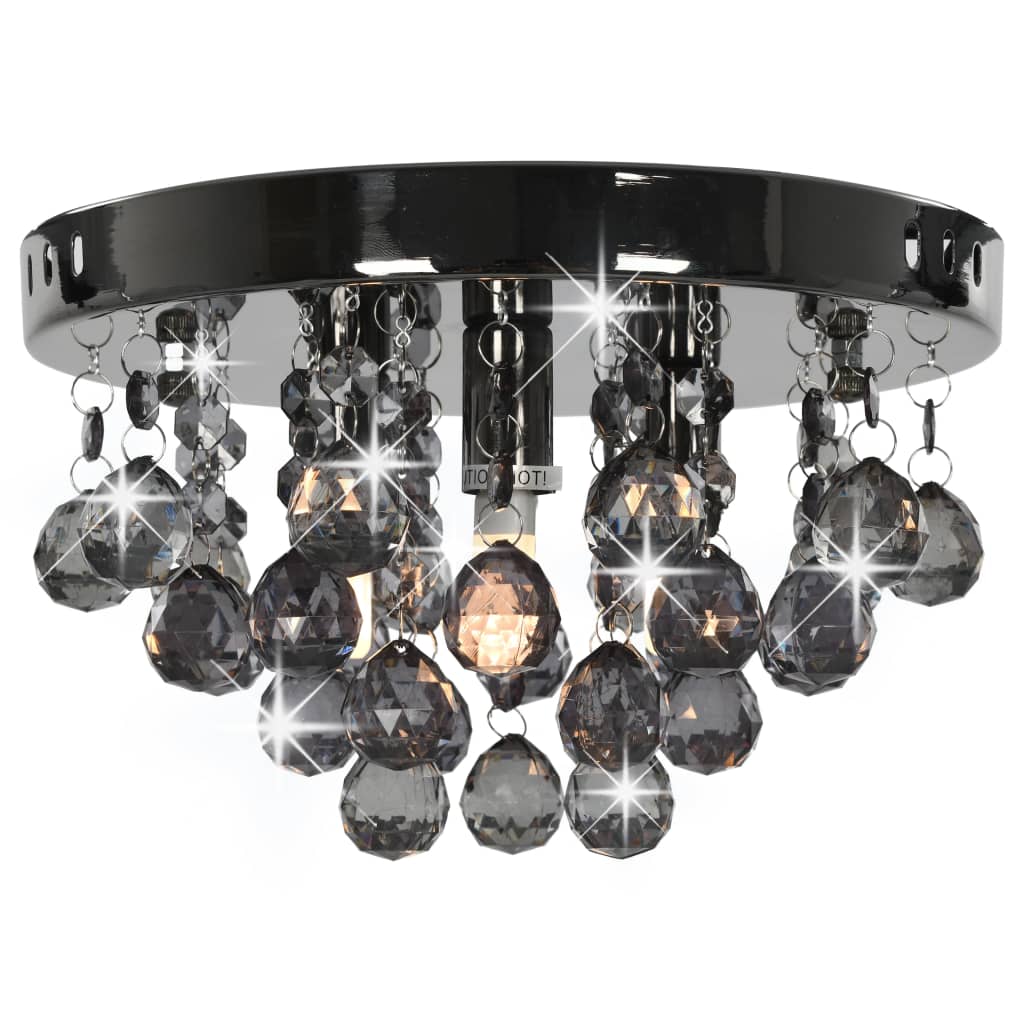 Plafondlamp met smoky kralen rond G9 zwart