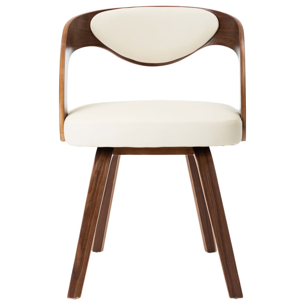 Eetkamerstoelen 2 St Gebogen Hout En Kunstleer Crèmekleurig Crème en donkerbruin