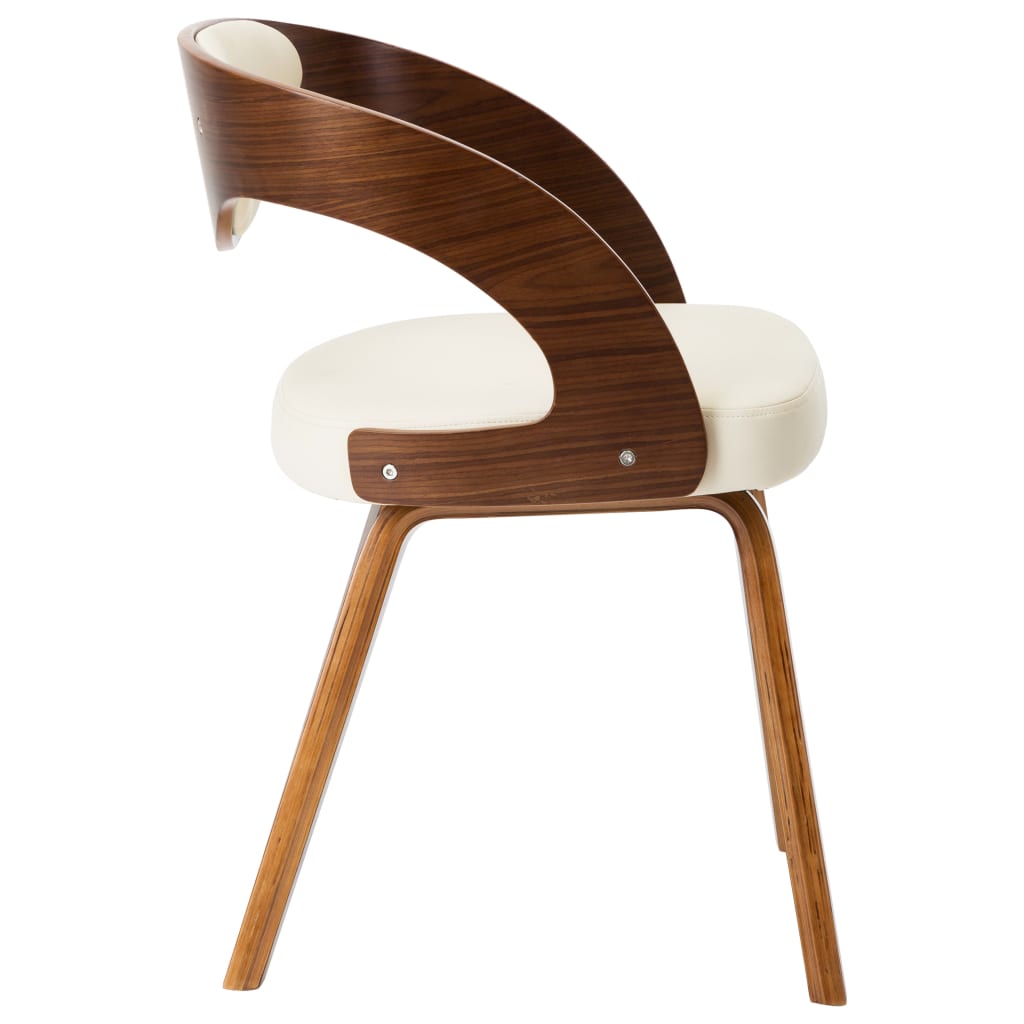 Eetkamerstoelen 2 St Gebogen Hout En Kunstleer Crèmekleurig Crème en donkerbruin