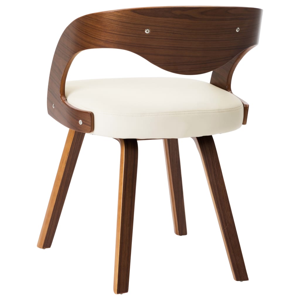 Eetkamerstoelen 2 St Gebogen Hout En Kunstleer Crèmekleurig Crème en donkerbruin