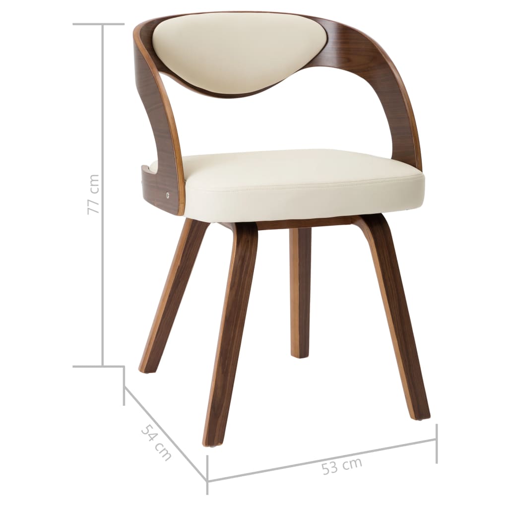 Eetkamerstoelen 2 St Gebogen Hout En Kunstleer Crèmekleurig Crème en donkerbruin