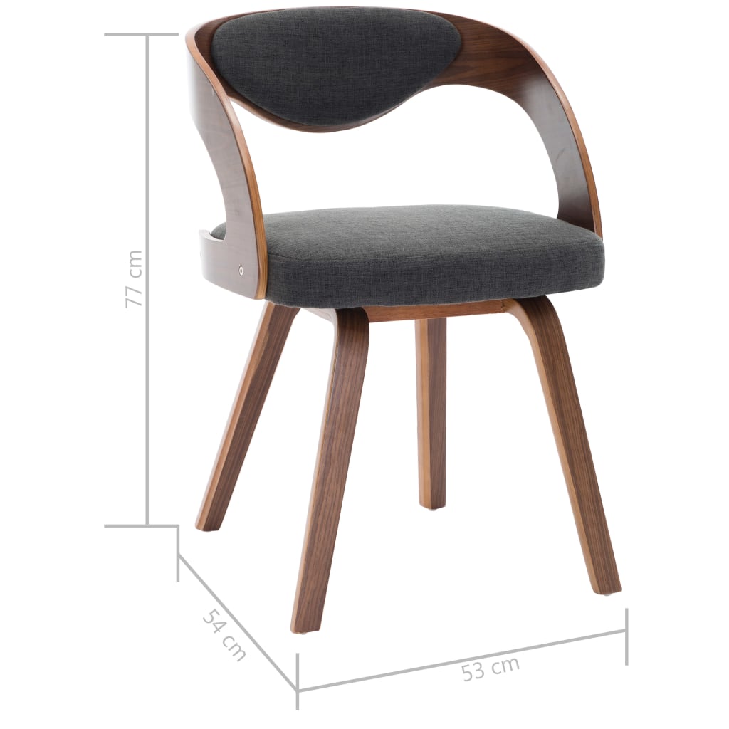 Eetkamerstoelen 2 St Gebogen Hout En Stof Donkergrijs