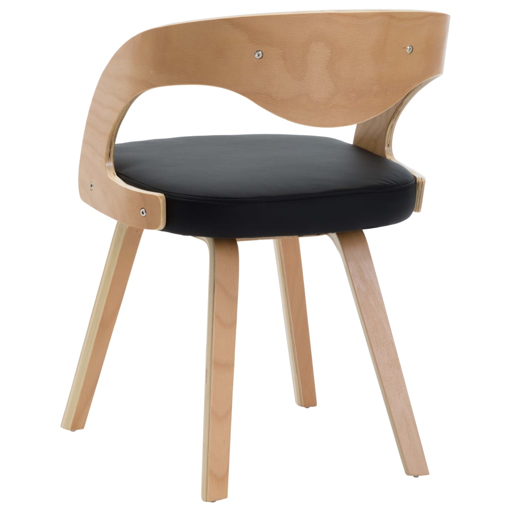 Eetkamerstoelen 2 St Gebogen Hout En Kunstleer Zwart en lichtbruin