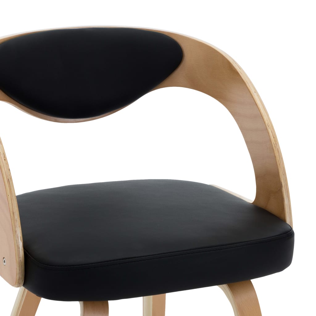 Eetkamerstoelen 2 St Gebogen Hout En Kunstleer Zwart en lichtbruin