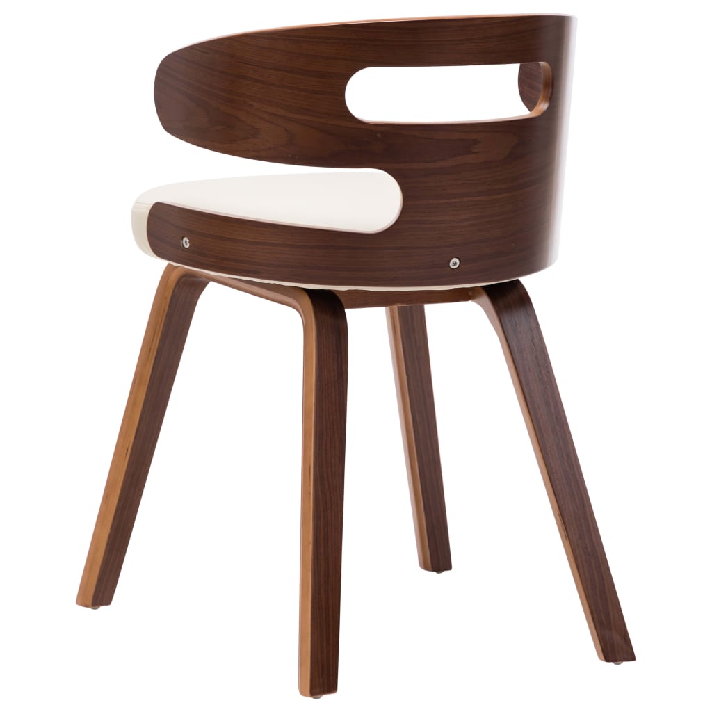 Eetkamerstoelen 2 st gebogen hout en kunstleer crèmekleurig