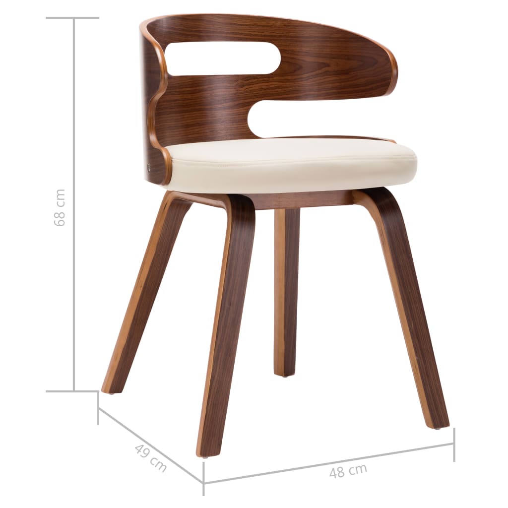 Eetkamerstoelen 2 st gebogen hout en kunstleer crèmekleurig