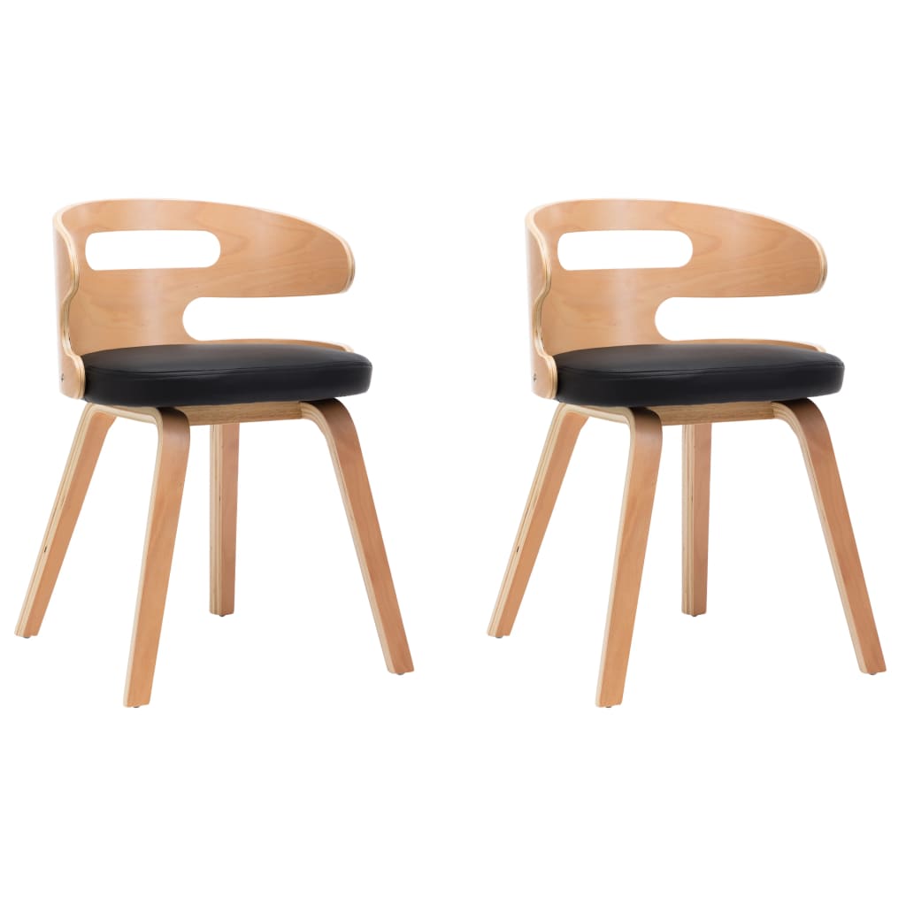 Eetkamerstoelen 2 st gebogen hout en kunstleer