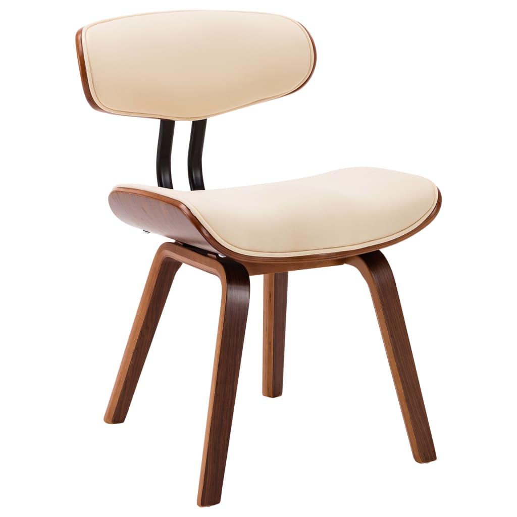 Eetkamerstoelen 2 St Gebogen Hout En Kunstleer Crèmekleurig