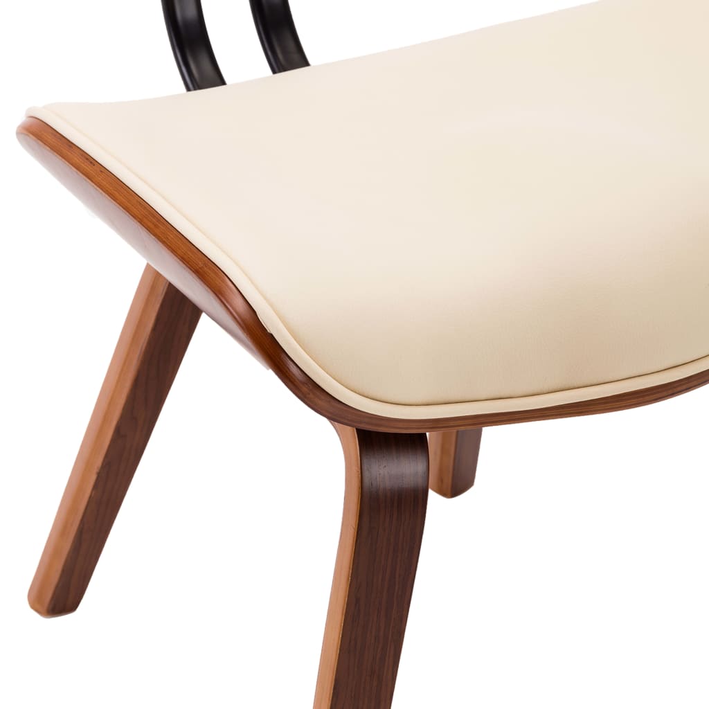 Eetkamerstoelen 2 St Gebogen Hout En Kunstleer Crèmekleurig