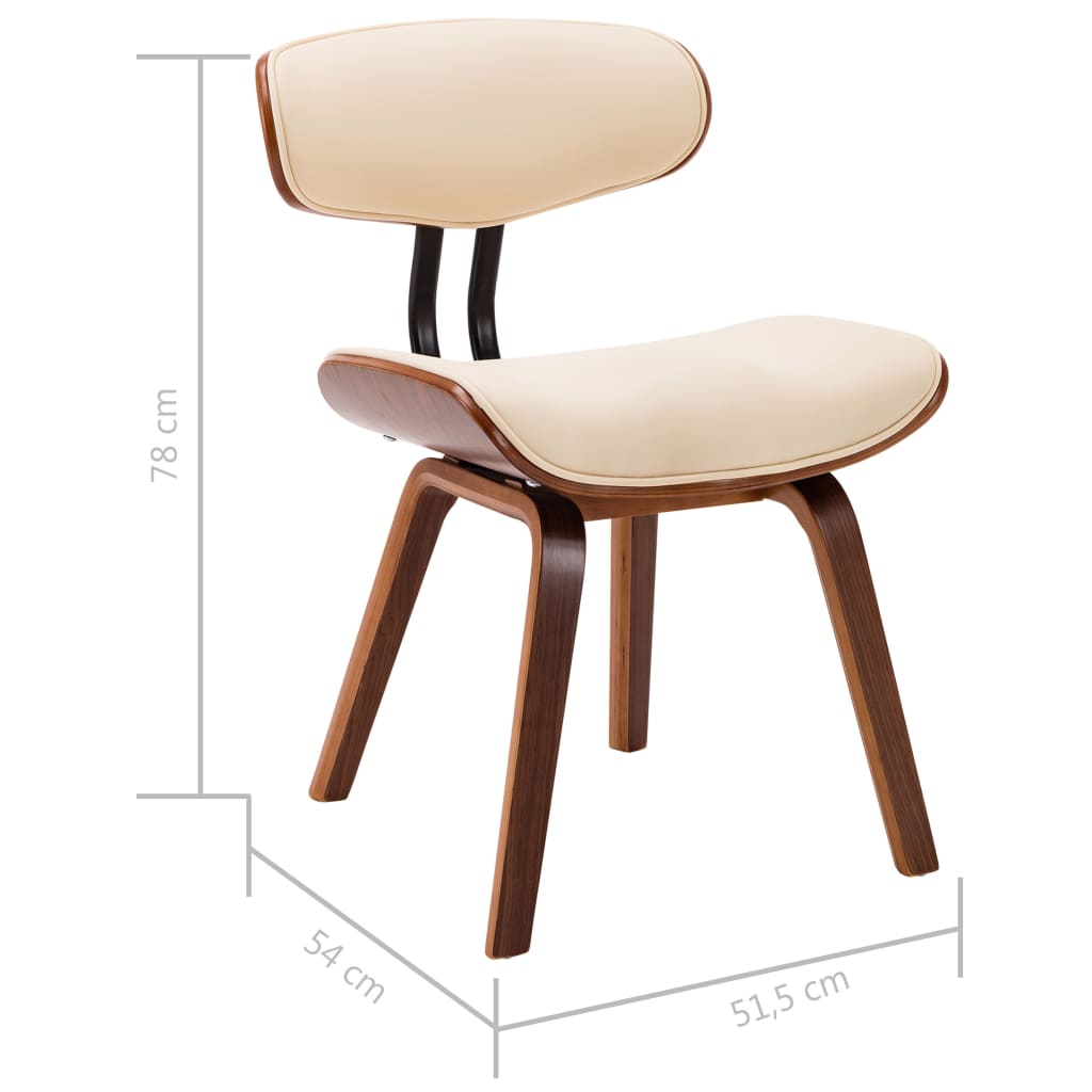 Eetkamerstoelen 2 St Gebogen Hout En Kunstleer Crèmekleurig