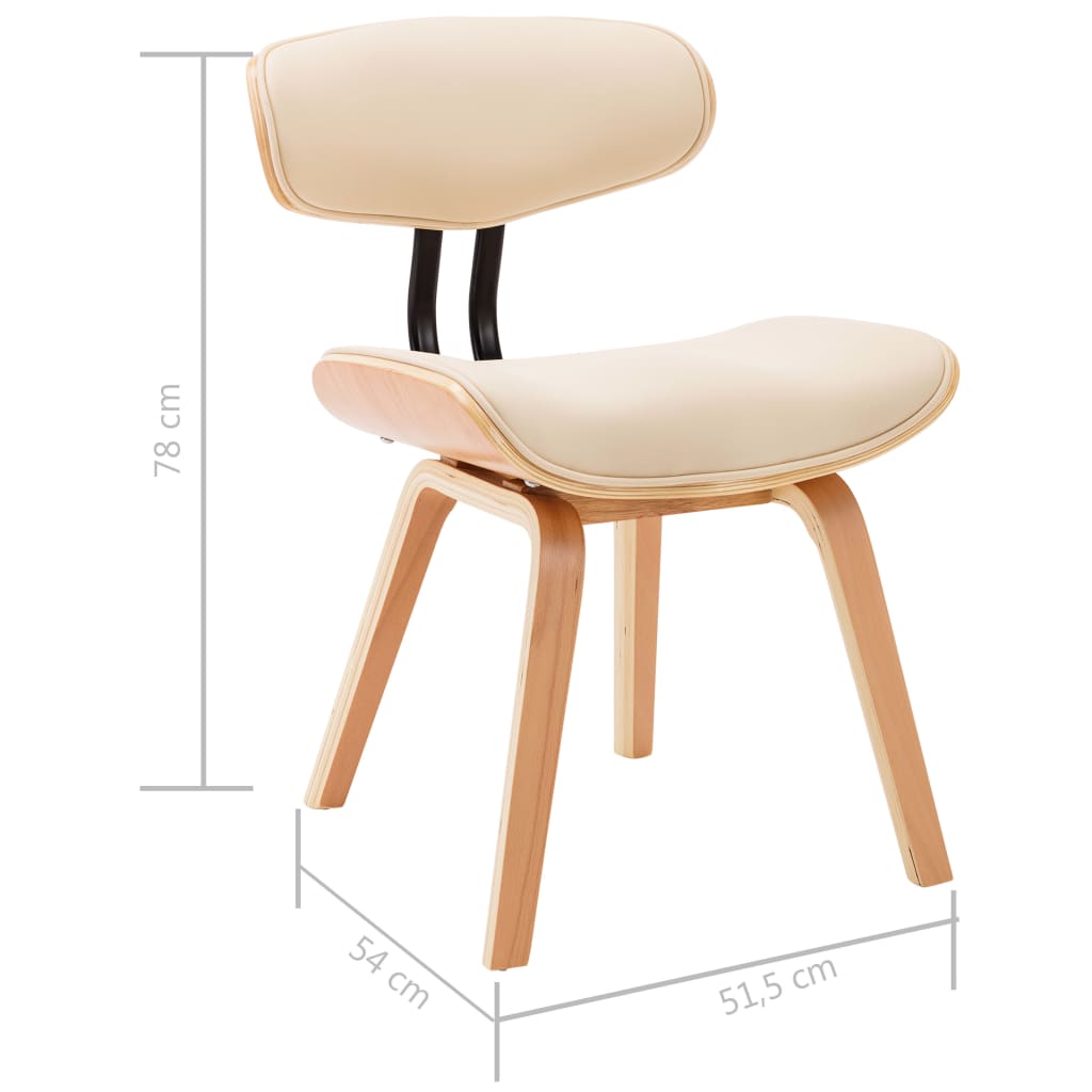 Eetkamerstoelen 2 st gebogen hout en kunstleer crèmekleurig