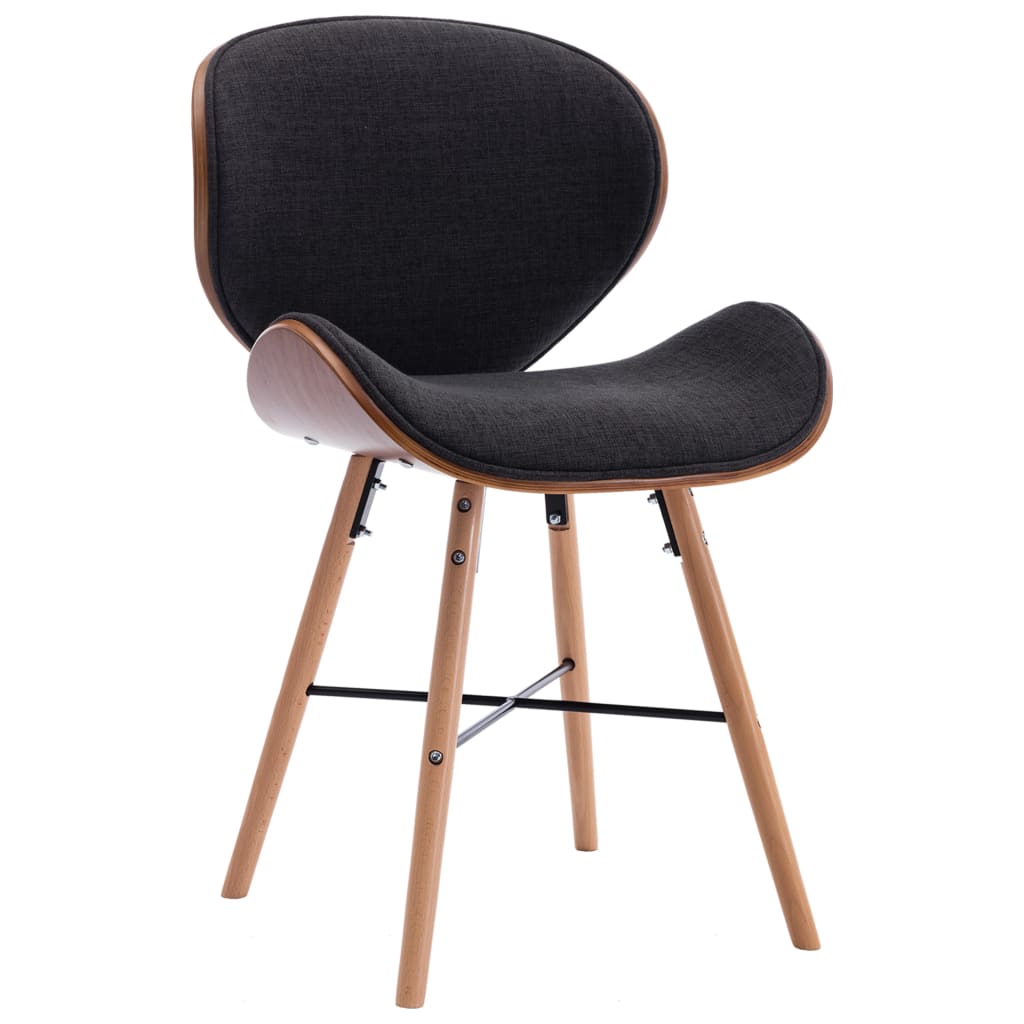 Eetkamerstoelen 2 St Stof En Gebogen Hout Donkergrijs