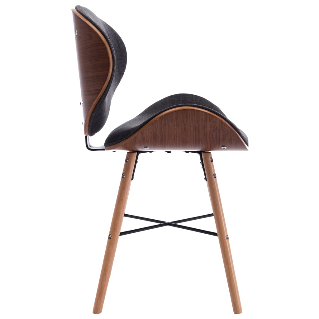 Eetkamerstoelen 2 St Stof En Gebogen Hout Donkergrijs