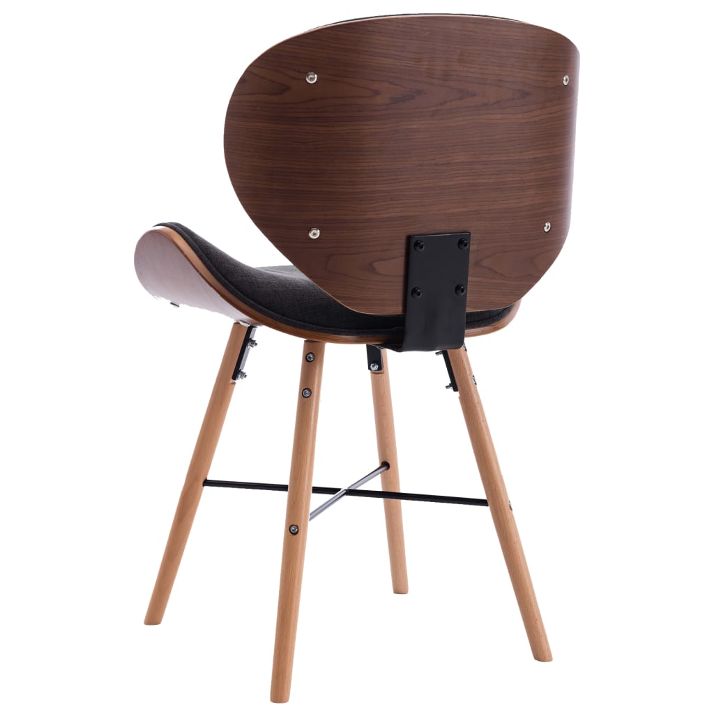 Eetkamerstoelen 2 St Stof En Gebogen Hout Donkergrijs