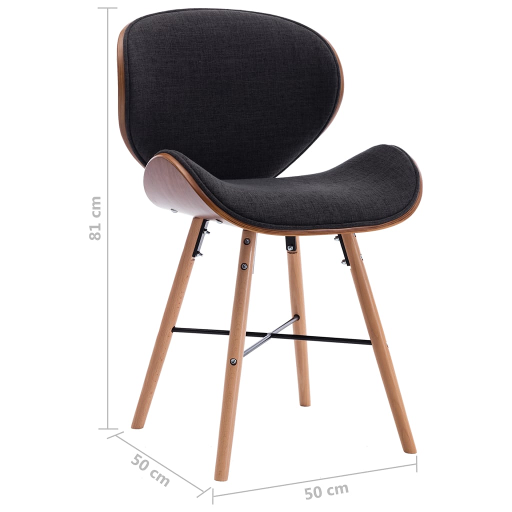 Eetkamerstoelen 2 St Stof En Gebogen Hout Donkergrijs