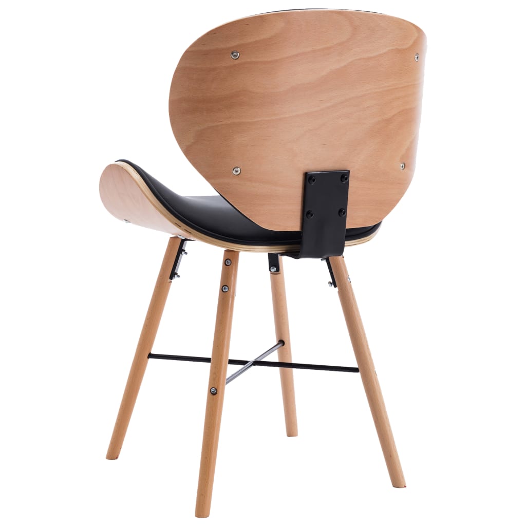 Eetkamerstoelen 2 St Kunstleer En Gebogen Hout Zwart