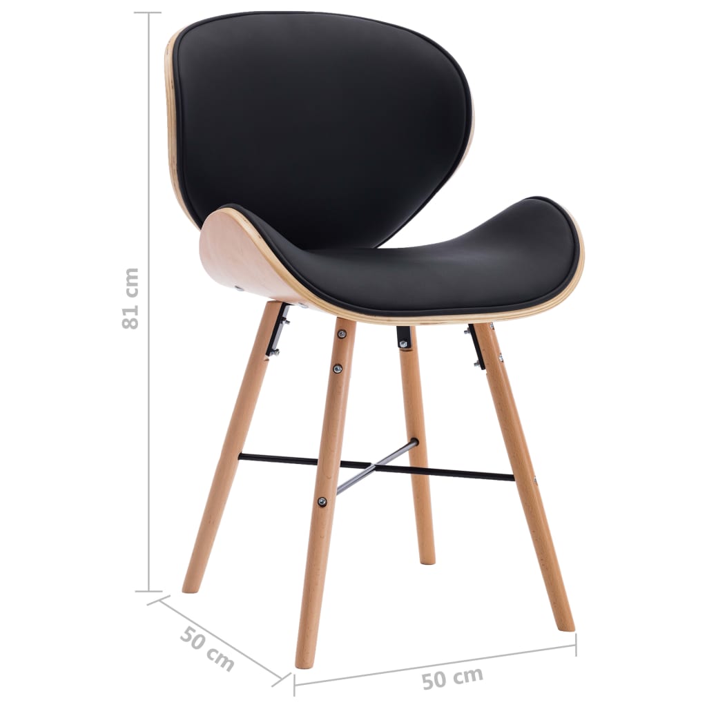 Eetkamerstoelen 2 St Kunstleer En Gebogen Hout Zwart