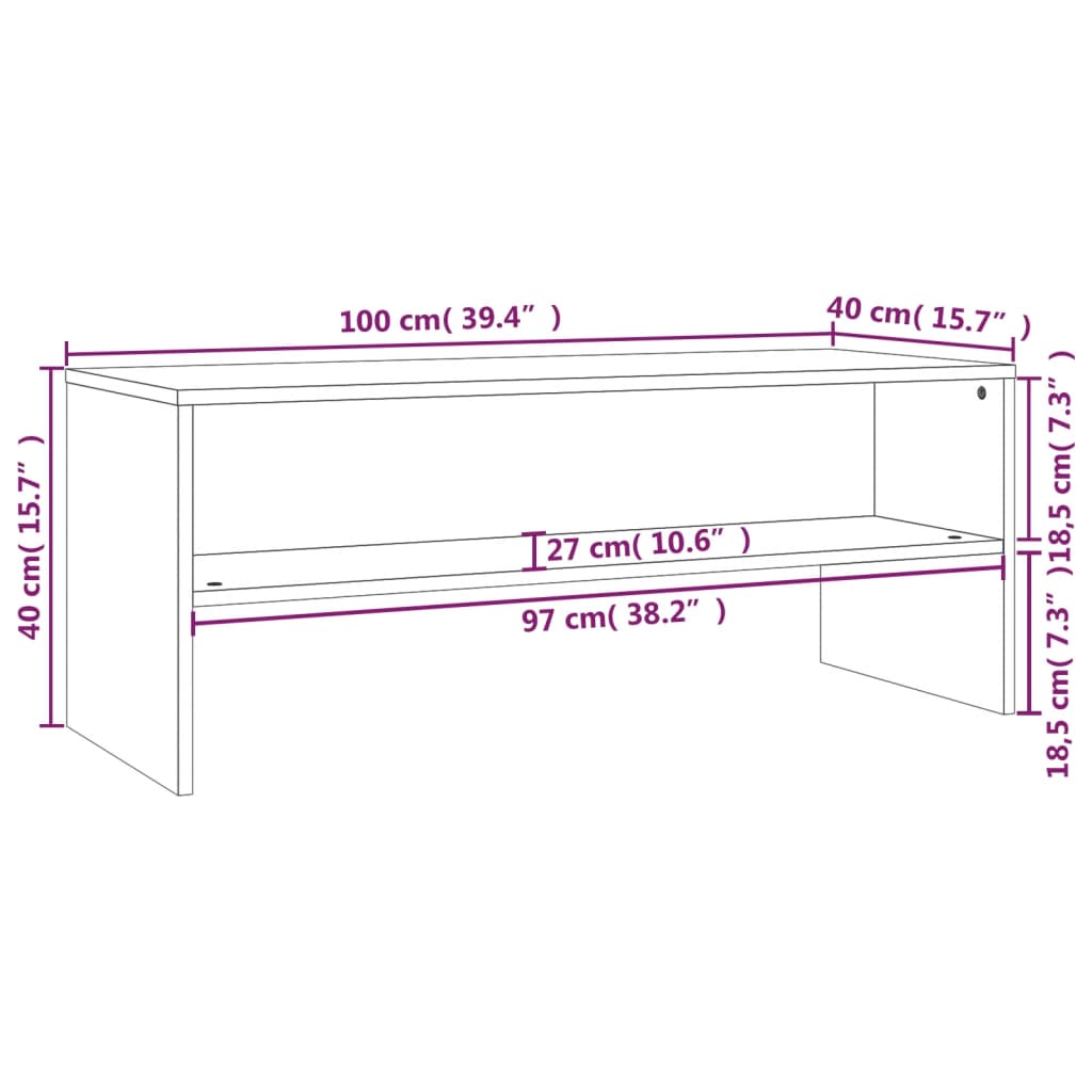 Tv-Meubel 100X40X40 Cm Bewerkt Hout Betongrijs