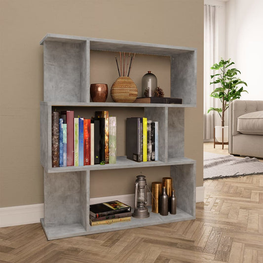 Boekenkast/Kamerscherm 80X24X96 Cm Bewerkt Hout Betongrijs 1