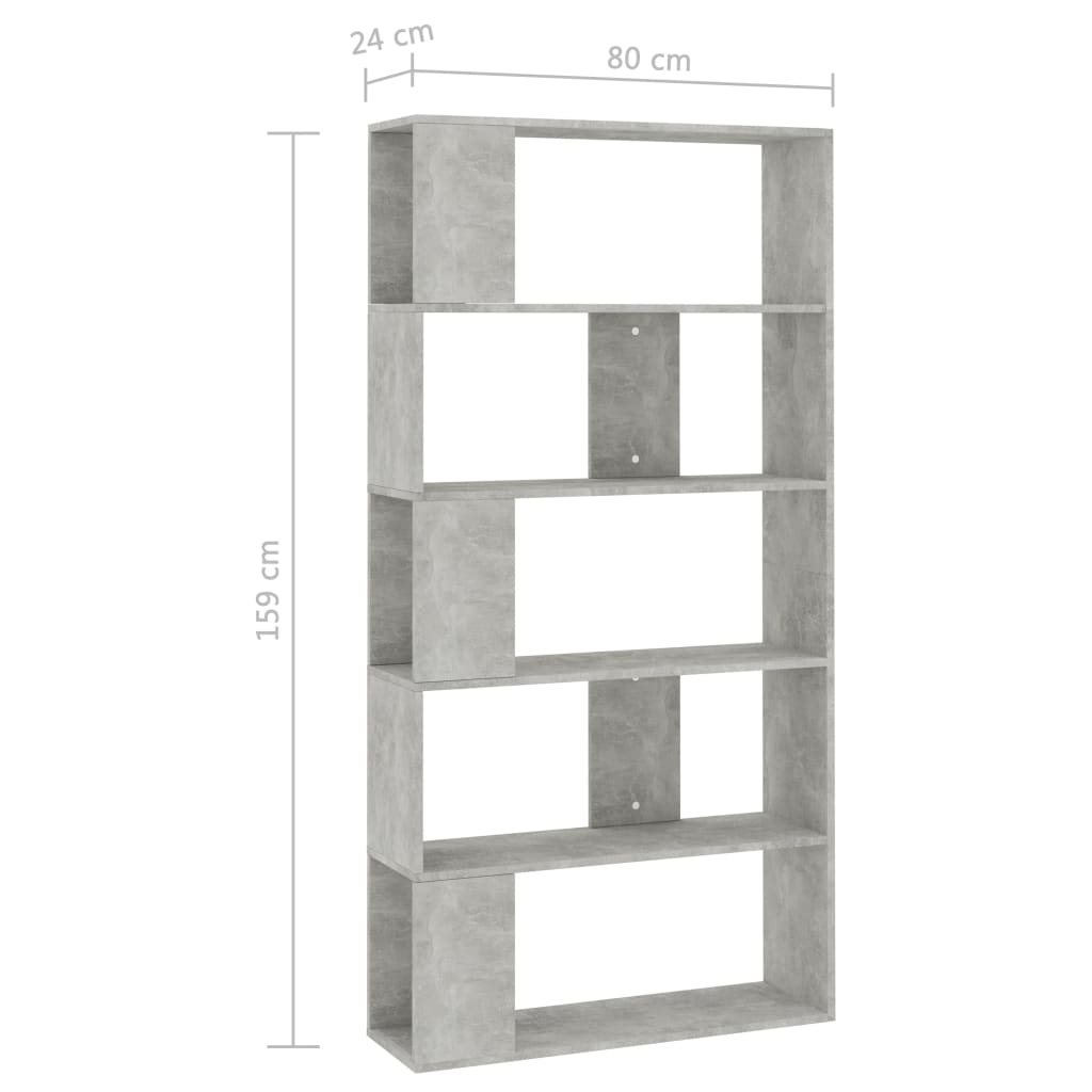 Boekenkast/Kamerscherm 80X24X159 Cm Bewerkt Hout Betongrijs