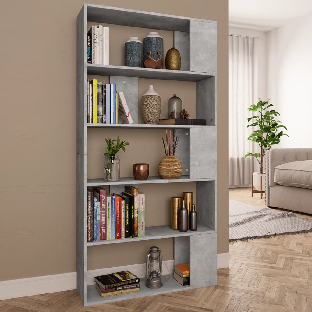 Boekenkast/Kamerscherm 80X24X159 Cm Bewerkt Hout Betongrijs