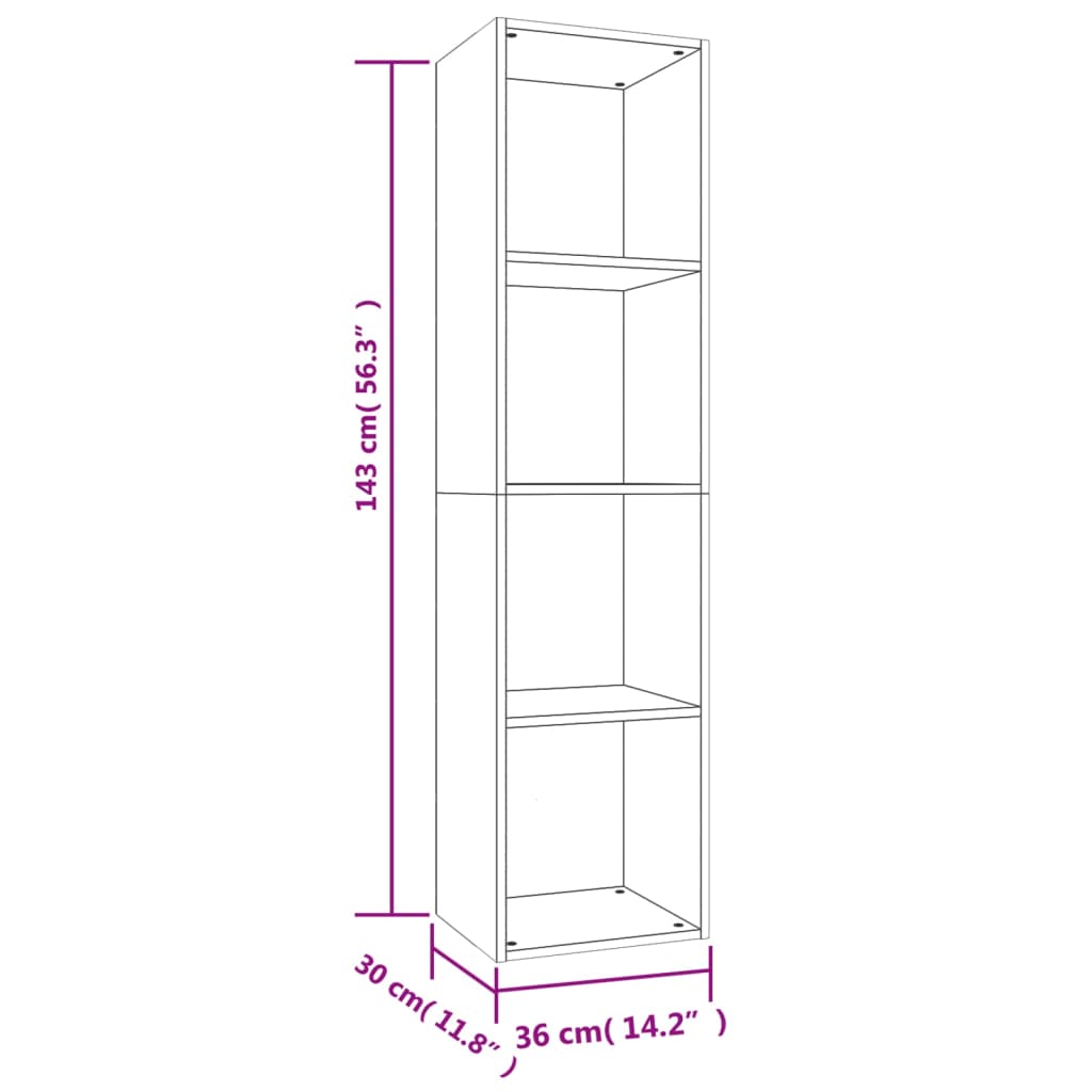 Boekenkast/Tv-Meubel 36X30X143 Cm Bewerkt Hout Betongrijs