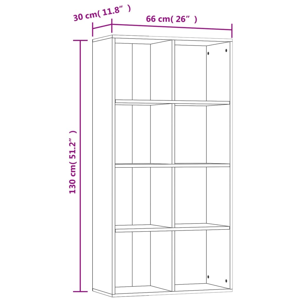 Boekenkast/Dressoir 66X30X130 Cm Bewerkt Hout Betongrijs