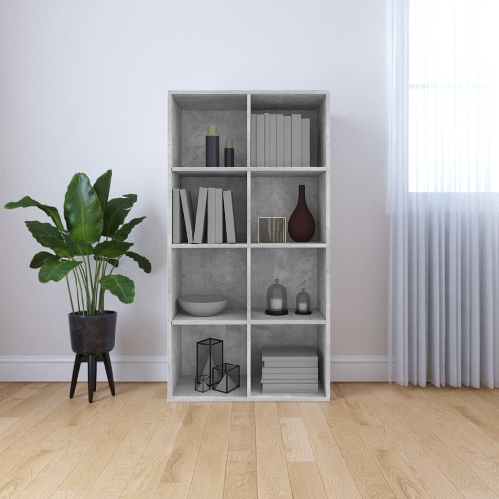 Boekenkast/Dressoir 66X30X130 Cm Bewerkt Hout Betongrijs