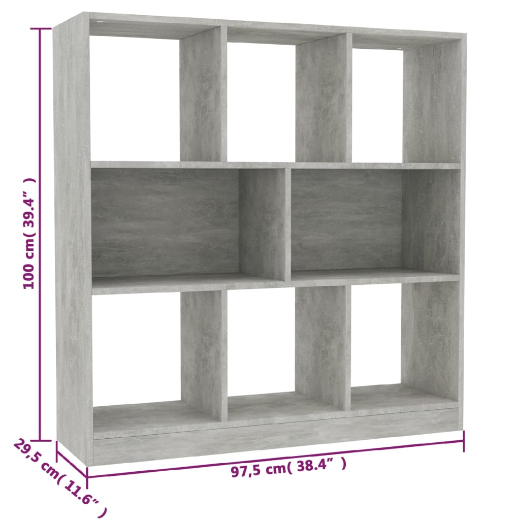 Boekenkast 97,5X29,5X100 Cm Bewerkt Hout Betongrijs