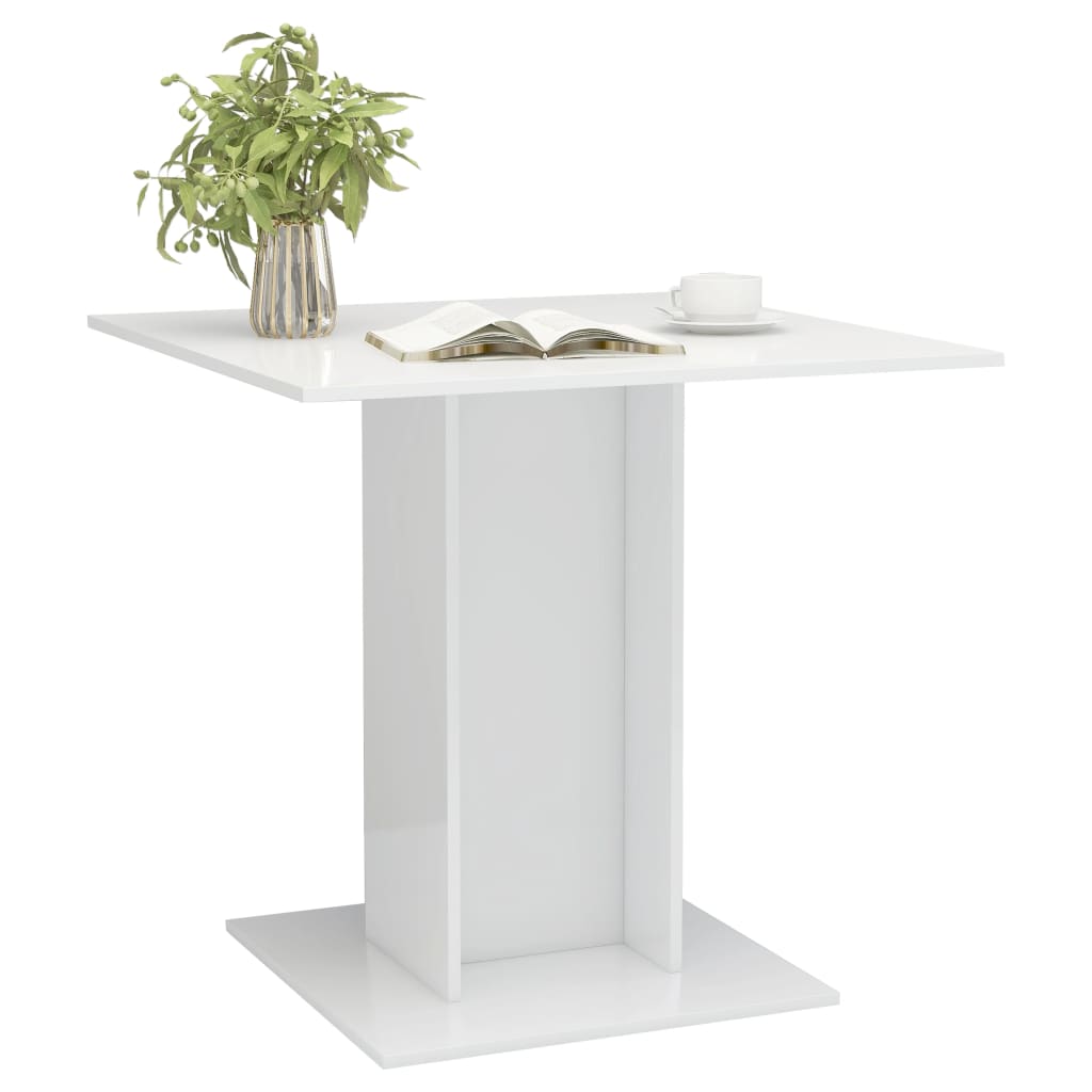 Eettafel 80X80X75 Cm Spaanplaat Hoogglans Wit 1