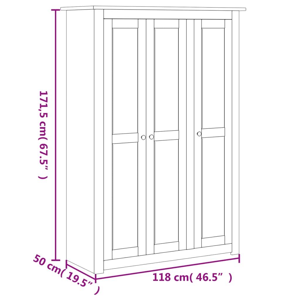 Kledingkast Panama Range 118x50x171,5 cm grenenhout wit