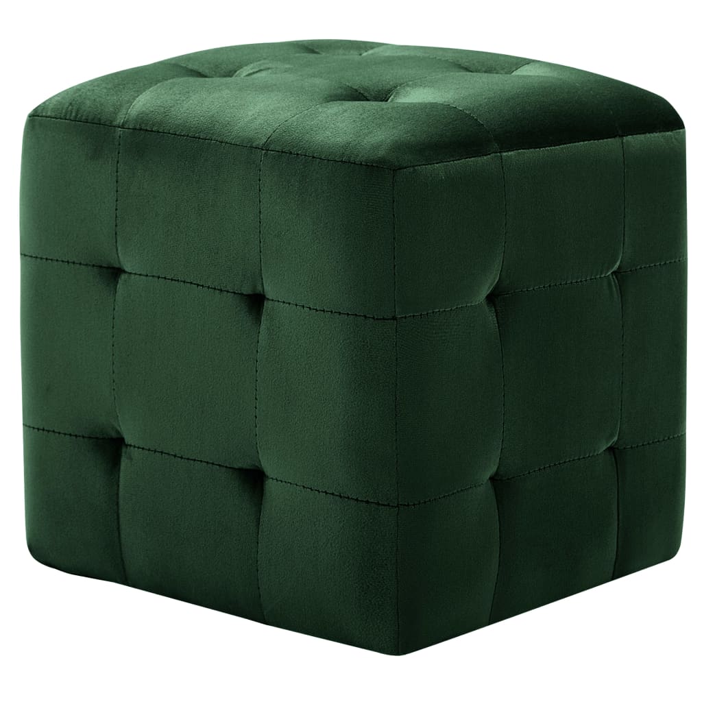 Poef 2 st 30x30x30 cm fluweel groen