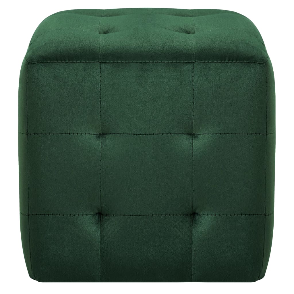 Poef 2 st 30x30x30 cm fluweel groen